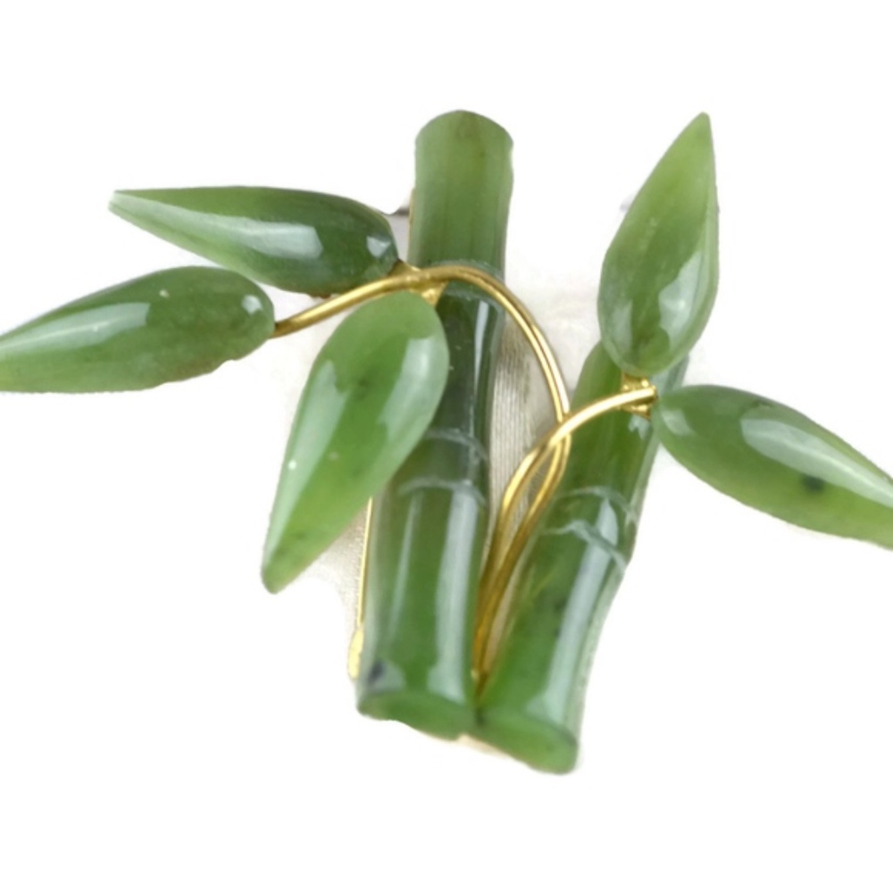 Authentic Green Jade Bamboo Pin
